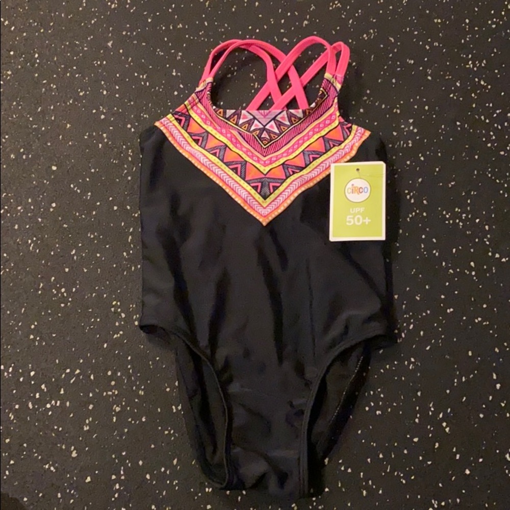 Circo black and pink one piece swimsuit